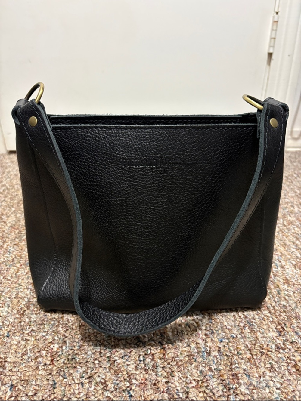 Portland Leather Goods Black Leather Triangle Shoulder Bag -